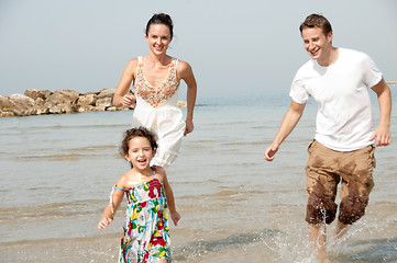 Image showing Family  in the beach