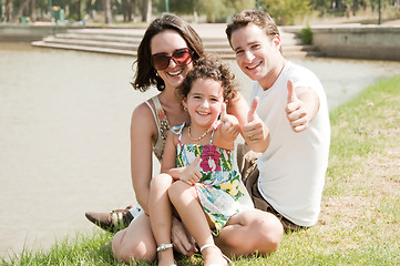 Image showing Family giving Thumbs Up