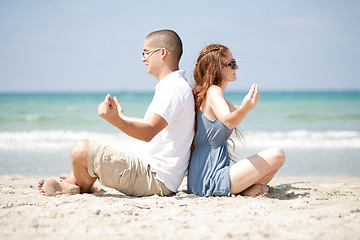 Image showing Meditating at the beach