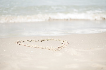 Image showing Lovely Couple walking at the beach and look back