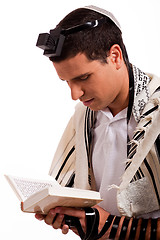 Image showing Close up of a young  jewish man with book