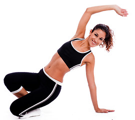 Image showing Fitness woman stretching her hand