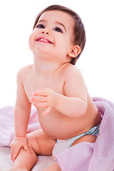 Image showing Innocent baby looking up