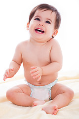 Image showing Lovely baby with diaper