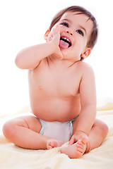 Image showing Baby sitting and smile