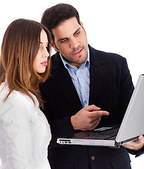 Image showing Business people discussing with laptop