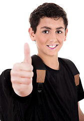 Image showing Teenager shows thumbs up