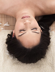 Image showing Portrait of beautiful woman while spa treatment
