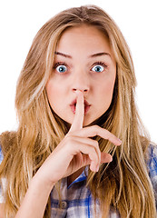 Image showing Women says ssshhh to maintain silence