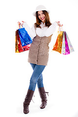 Image showing Young girl happy with lot of shopping bags