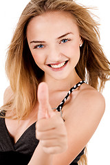 Image showing Happy Young Lady Showing Thumb'S Up