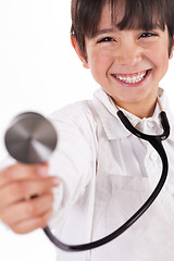 Image showing Little doctor showing his Stethoscope