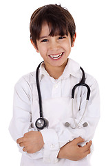 Image showing Little young boy doctor