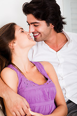 Image showing romantic young couple kissing eachother