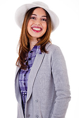 Image showing Girl in spring costume giving a broad smile