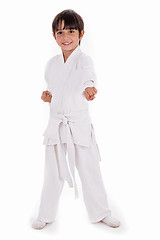 Image showing Small karate boy in training