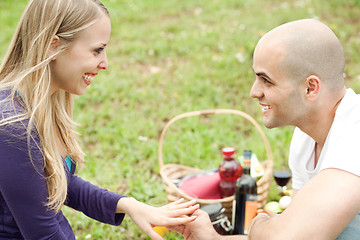 Image showing Woman very happy for the gift presented by her husband