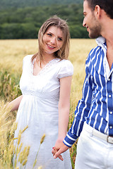 Image showing Loving couple, woman on focus