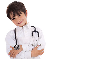 Image showing Little young boy doctor