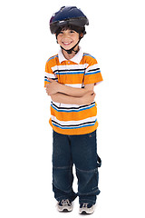 Image showing Full length image of a lovely kid ready for cycle ride