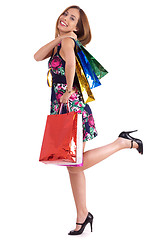 Image showing Cute woman enjoyed shopping