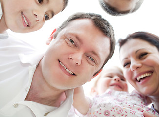 Image showing Happy family from down view