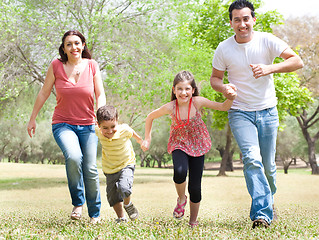 Image showing Family of four in the park