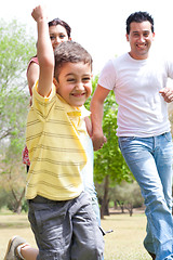 Image showing Young boy embrassing in the park