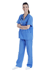 Image showing Pretty young female nurse, side pose