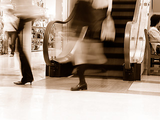 Image showing   Dynamic aspect in a supermarket-old style presentation of a modern life aspect