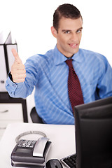 Image showing Young Business man showing thumbs up