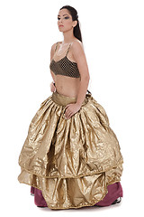 Image showing Traditional belly dancer in golden costume