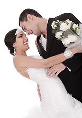 Image showing Colorful shot of a bride and groom