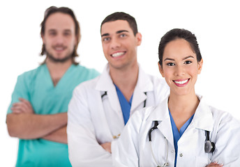 Image showing Portrait of three doctors in a hospital