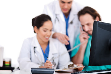 Image showing Doctor team making discussion over phone