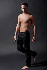 Image showing Fashion male model with black jean