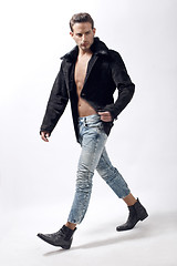 Image showing Young male model wearing winter jacket