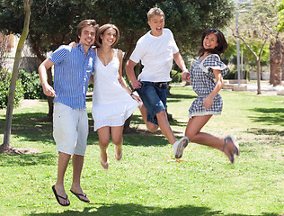 Image showing Group of young friends having fun