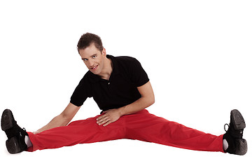 Image showing Fitness men doing streching exercise