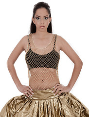 Image showing Cute young female posing in belly dancer costume