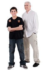 Image showing young teenager with his grandfather, full length