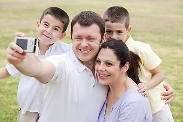 Image showing Cheerful family of five taking self portrait