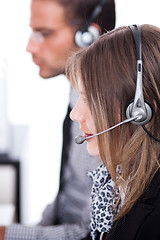 Image showing customer executives with headphone