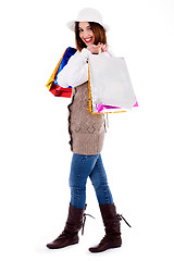 Image showing lady posing with shopping bags