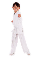 Image showing Small karate boy in training