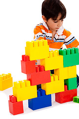 Image showing Boy playing with building blocks