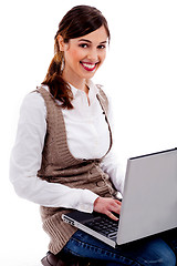 Image showing lady working on laptop