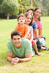 Image showing Portrait of happy family looking at camera