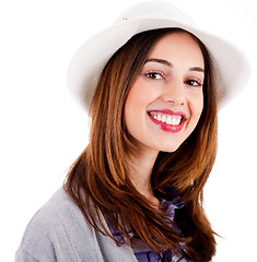 Image showing Young smiling face model wearing hat