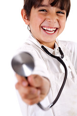 Image showing Little doctor showing his Stethoscope